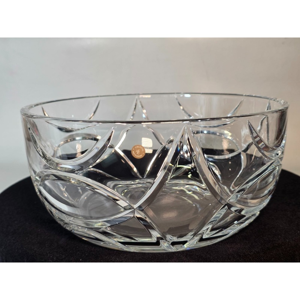 Ralph Lauren Royalton Blown & Hand Cut Crystal‎ Glass 10" Bowl Germany & Sticker